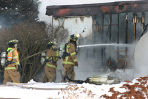 At the fire scene Thursday afternoon. Copyright 2015, River Raisin Publications, Inc.